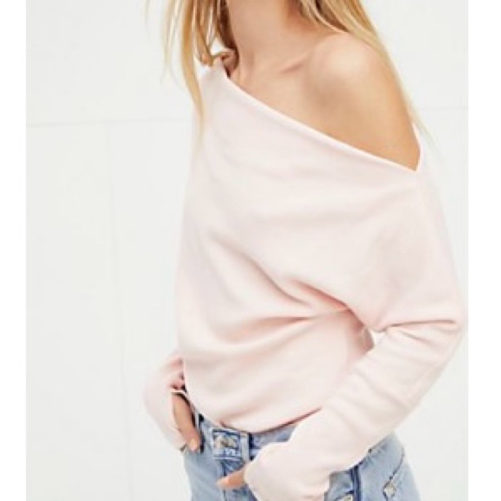 We the Free People Fuji Thermal Off Shoulder long sleeve top peach Sz small
